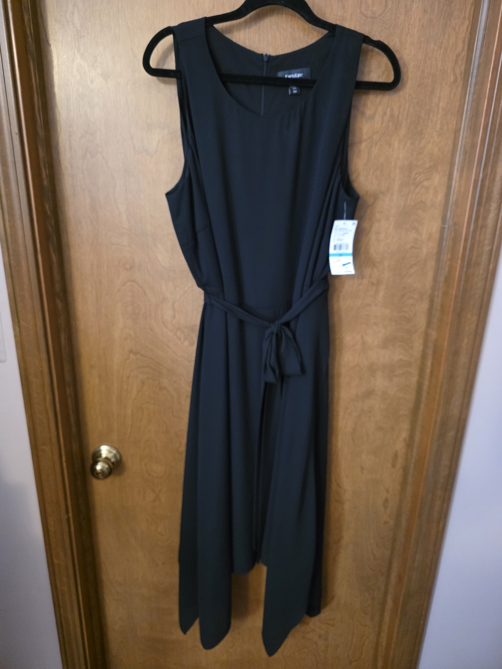 Karen Kane Black Sleeveless Midi Dress with Tie Waist